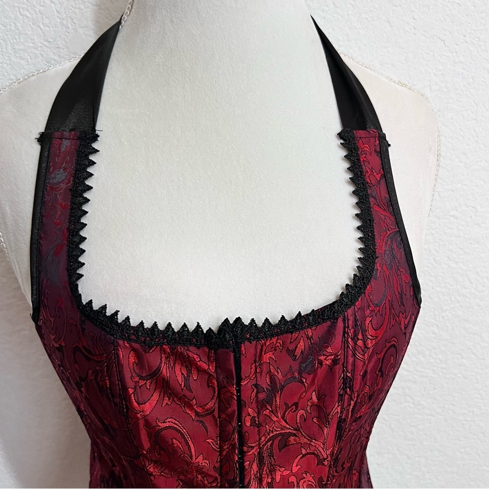 Dreamgirl Red & Black Lace Bustier Corset with Garters & Thong New Medium - Picture 4 of 16